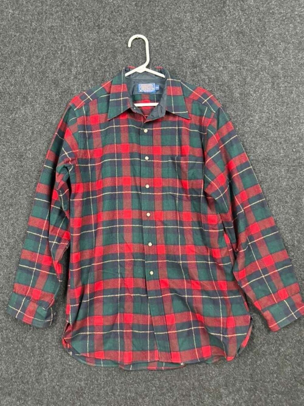Pendleton Vintage Plaid Pure Virgin Wool Shirt Men's L Long USA